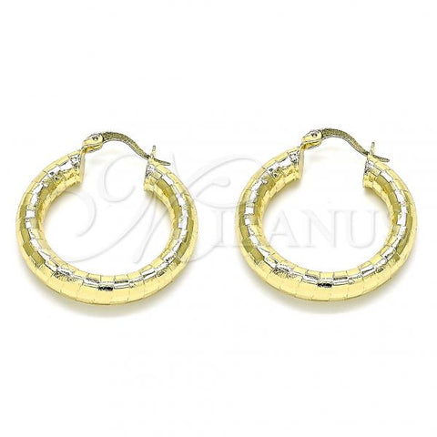 Oro Laminado Medium Hoop, Gold Filled Style Diamond Cutting Finish, Golden Finish, 02.213.0310.30