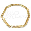 Gold Tone Basic Bracelet, Mariner Design, Polished, Golden Finish, 04.242.0032.08GT