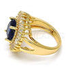 Oro Laminado Multi Stone Ring, Gold Filled Style Flower Design, with Tanzanite and White Cubic Zirconia, Polished, Golden Finish, 01.205.0010.2.08 (Size 8)