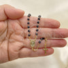 Oro Laminado Thin Rosary, Gold Filled Style Divino Niño and Crucifix Design, with Black Azavache, Polished, Golden Finish, 09.09.0002.18