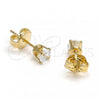 Oro Laminado Stud Earring, Gold Filled Style with White Cubic Zirconia, Polished, Golden Finish, 5.128.016