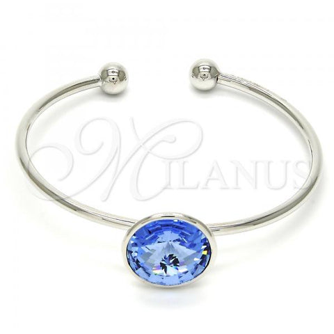 Rhodium Plated Individual Bangle, with Golden Swarovski Crystals, Polished, Rhodium Finish, 07.239.0012.6 (02 MM Thickness, One size fits all)