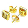 Oro Laminado Stud Earring, Gold Filled Style with White Cubic Zirconia, Polished, Golden Finish, 02.344.0051