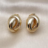 Oro Laminado Stud Earring, Gold Filled Style Love Knot Design, Polished, Golden Finish, 02.195.0324