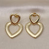 Oro Laminado Stud Earring, Gold Filled Style Heart Design, Polished, Golden Finish, 02.418.0003