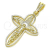 Oro Laminado Religious Pendant, Gold Filled Style Crucifix Design, Polished, Golden Finish, 05.351.0182
