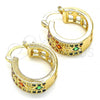 Oro Laminado Small Hoop, Gold Filled Style with Multicolor Cubic Zirconia, Polished, Golden Finish, 02.210.0282.4.20