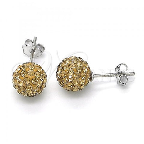 Sterling Silver Stud Earring, with Light Brown Crystal, Polished, Rhodium Finish, 02.332.0042.1