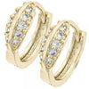 Oro Laminado Huggie Hoop, Gold Filled Style Leaf Design, with White Cubic Zirconia, Polished, Golden Finish, 02.165.0046