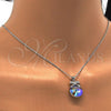 Rhodium Plated Pendant Necklace, Bow Design, with Chrysolite Opal Swarovski Crystals and White Micro Pave, Polished, Rhodium Finish, 04.239.0016.1.16