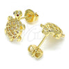 Oro Laminado Stud Earring, Gold Filled Style Turtle Design, with White and Garnet Micro Pave, Polished, Golden Finish, 02.156.0437