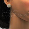 Oro Laminado Stud Earring, Gold Filled Style with White Micro Pave, Polished, Golden Finish, 02.156.0205