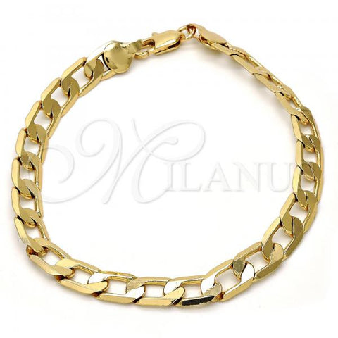 Gold Tone Basic Bracelet, Curb Design, Polished, Golden Finish, 04.242.0029.08GT