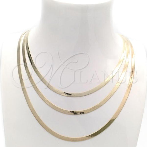 Oro Laminado Basic Necklace, Gold Filled Style Herringbone Design, Polished, Golden Finish, 04.02.0012.18
