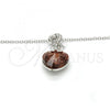 Rhodium Plated Pendant Necklace, Heart Design, with Copper and Aurore Boreale Swarovski Crystals, Polished, Rhodium Finish, 04.239.0044.7.18