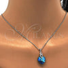 Rhodium Plated Pendant Necklace, Heart Design, with Bermuda Blue Swarovski Crystals and White Micro Pave, Polished, Rhodium Finish, 04.63.1330.16