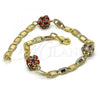 Oro Laminado Fancy Bracelet, Gold Filled Style with Garnet and White Crystal, Polished, Golden Finish, 03.63.2075.08