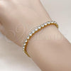 Oro Laminado Tennis Bracelet, Gold Filled Style with White Cubic Zirconia, Polished, Golden Finish, 03.130.0002.4.07