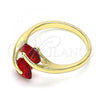 Oro Laminado Multi Stone Ring, Gold Filled Style Heart Design, with Garnet Cubic Zirconia, Polished, Golden Finish, 01.284.0055.1