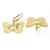 Oro Laminado Dangle Earring, Gold Filled Style Butterfly Design, Diamond Cutting Finish, Golden Finish, 5.078.012