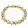 Oro Laminado Tennis Bracelet, Gold Filled Style Star Design, with White Cubic Zirconia, Polished, Golden Finish, 03.283.0004.07