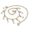 Oro Laminado Charm Anklet , Gold Filled Style Ball Design, Polished, Tricolor, 03.331.0110.10