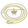 Oro Laminado Pendant Necklace, Gold Filled Style Butterfly Design, with White Micro Pave, Polished, Golden Finish, 04.316.0003.20