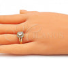 Oro Laminado Multi Stone Ring, Gold Filled Style with White Cubic Zirconia, Polished, Golden Finish, 01.210.0123.5.07