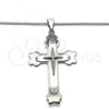 Stainless Steel Pendant Necklace, Cross Design, Polished, Steel Finish, 04.116.0044.30