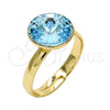 Oro Laminado Multi Stone Ring, Gold Filled Style with Aquamarine Swarovski Crystals, Polished, Golden Finish, 01.239.0001.9 (One size fits all)