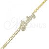 Oro Laminado Fancy Bracelet, Gold Filled Style Nameplate Design, Polished, Golden Finish, 03.63.1965.08