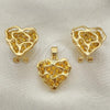 Oro Laminado Earring and Pendant Adult Set, Gold Filled Style with  Crystal, Golden Finish, 5.047.003