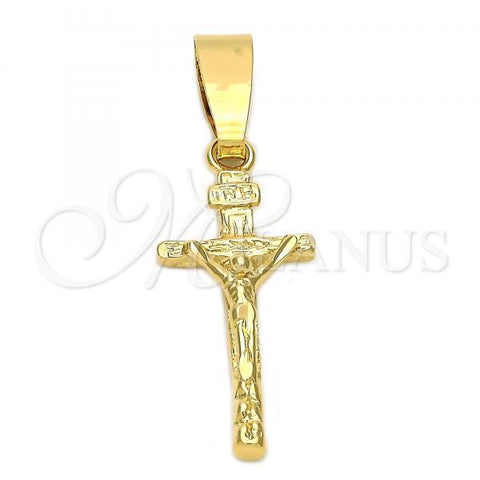 Oro Laminado Religious Pendant, Gold Filled Style Crucifix Design, Diamond Cutting Finish, Golden Finish, 5.191.028