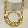 Oro Laminado Necklace and Bracelet, Gold Filled Style Miami Cuban Design, Polished, Golden Finish, 06.319.0007