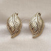 Oro Laminado Stud Earring, Gold Filled Style Leaf Design, Polished, Golden Finish, 02.163.0370