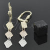Oro Laminado Long Earring, Gold Filled Style Diamond Cutting Finish, Tricolor, 02.63.2179