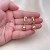 Oro Laminado Dangle Earring, Gold Filled Style Ball Design, Polished, Golden Finish, 02.195.0211