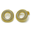 Oro Laminado Stud Earring, Gold Filled Style Diamond Cutting Finish, Golden Finish, 02.163.0381