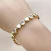 Oro Laminado Tennis Bracelet, Gold Filled Style Heart Design, with White Cubic Zirconia, Polished, Golden Finish, 03.213.0335.08