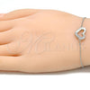 Sterling Silver Fancy Bracelet, Heart Design, with White Micro Pave, Polished, Rhodium Finish, 03.336.0079.07