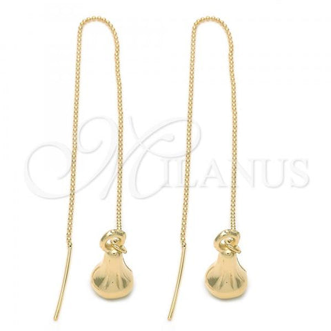 Oro Laminado Threader Earring, Gold Filled Style Pear Design, Golden Finish, 5.113.008