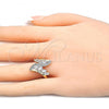 Oro Laminado Multi Stone Ring, Gold Filled Style with White Cubic Zirconia, Polished, Two Tone, 01.210.0074.09 (Size 9)