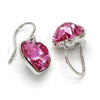 Rhodium Plated Dangle Earring, Heart Design, with Rose Swarovski Crystals, Polished, Rhodium Finish, 02.239.0003.2