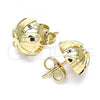 Oro Laminado Stud Earring, Gold Filled Style Polished, Golden Finish, 02.100.0116.1