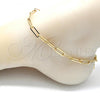 Oro Laminado Fancy Anklet, Gold Filled Style Paperclip Design, Polished, Golden Finish, 04.63.1394.10