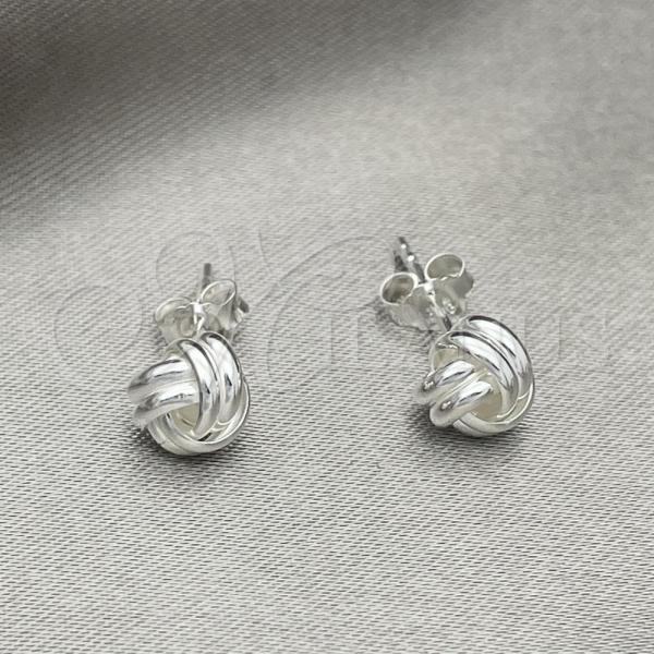 Sterling Silver Stud Earring, Love Knot Design, Polished, Silver Finish, 02.408.0082.06