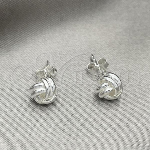 Sterling Silver Stud Earring, Love Knot Design, Polished, Silver Finish, 02.408.0082.06