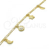 Oro Laminado Charm Anklet , Gold Filled Style Sun and Star Design, Polished, Golden Finish, 03.63.2022.10