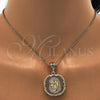 Oro Laminado Religious Pendant, Gold Filled Style Jesus Design, with White Micro Pave, Polished, Golden Finish, 05.120.0038