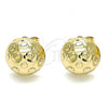 Oro Laminado Stud Earring, Gold Filled Style Diamond Cutting Finish, Golden Finish, 02.100.0123